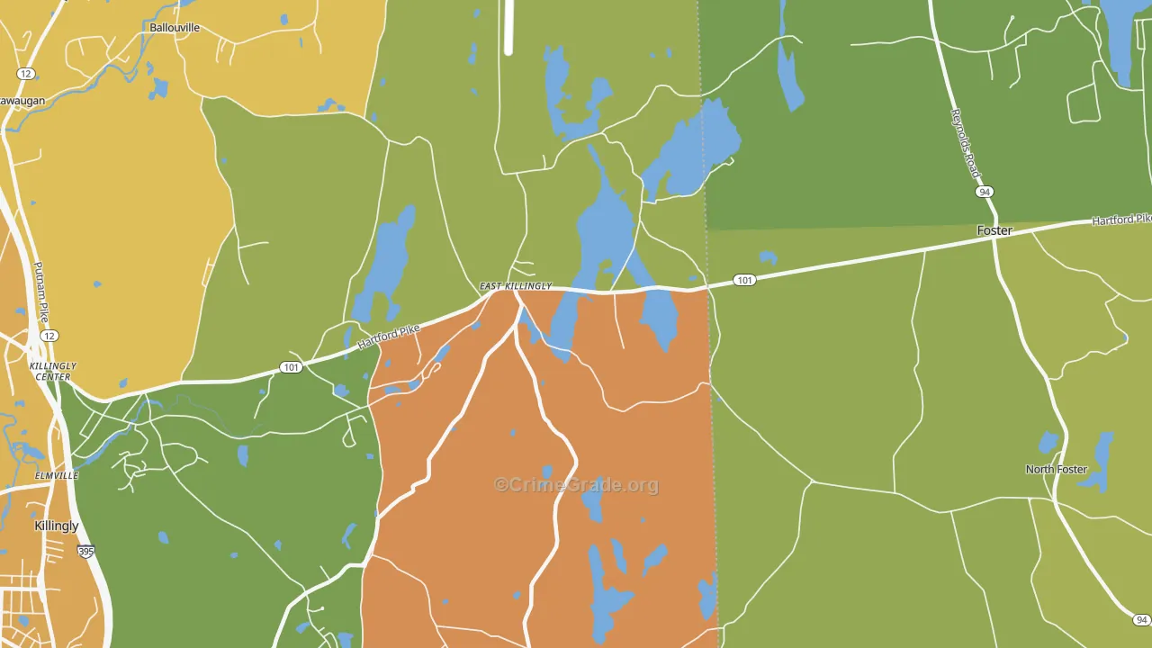 East Killingly, CT Map of Burglary Rates