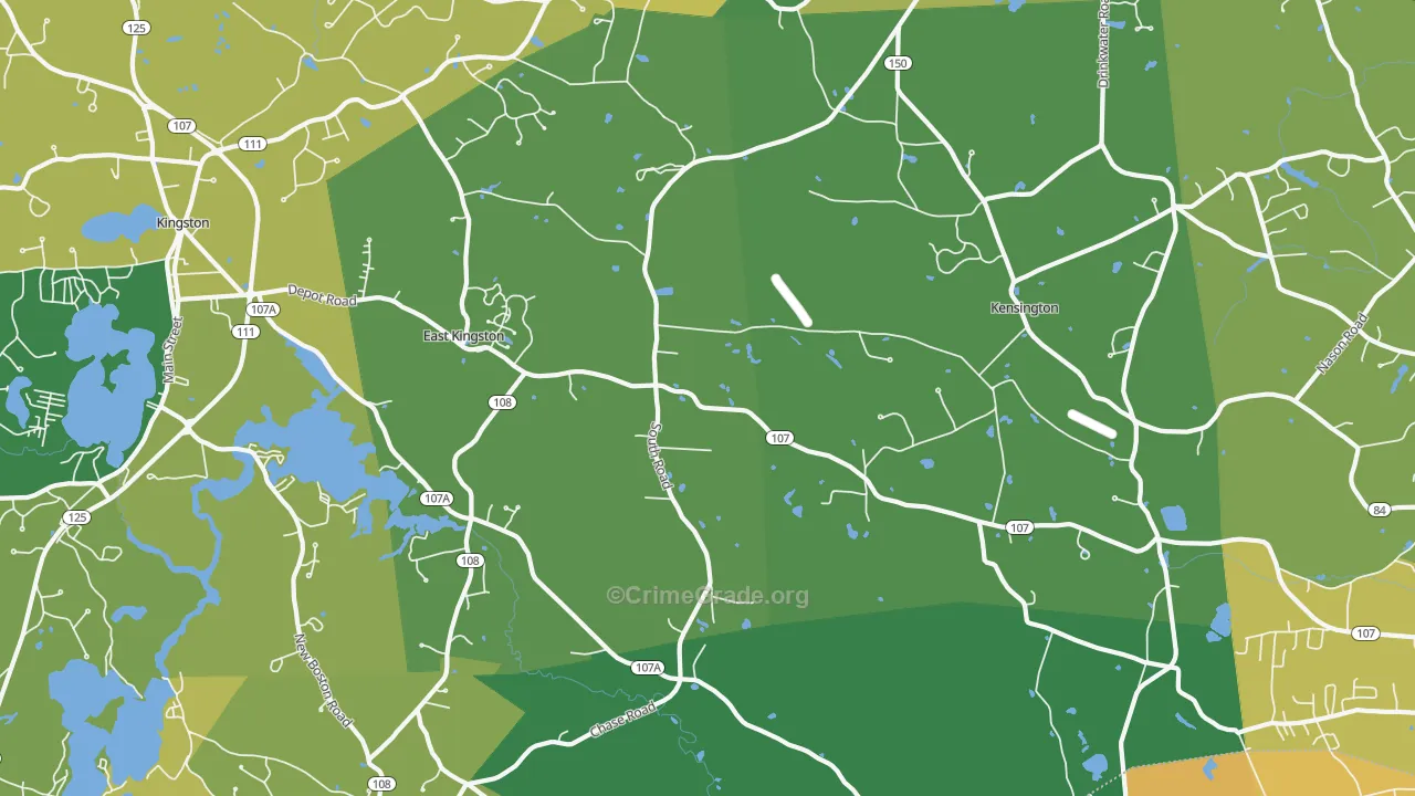 East Kingston, NH Map of Burglary Rates