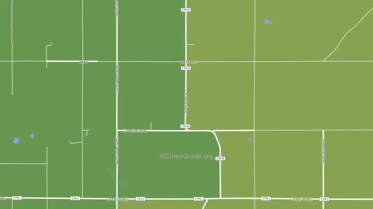 East Krok, WI Map of Burglary Rates