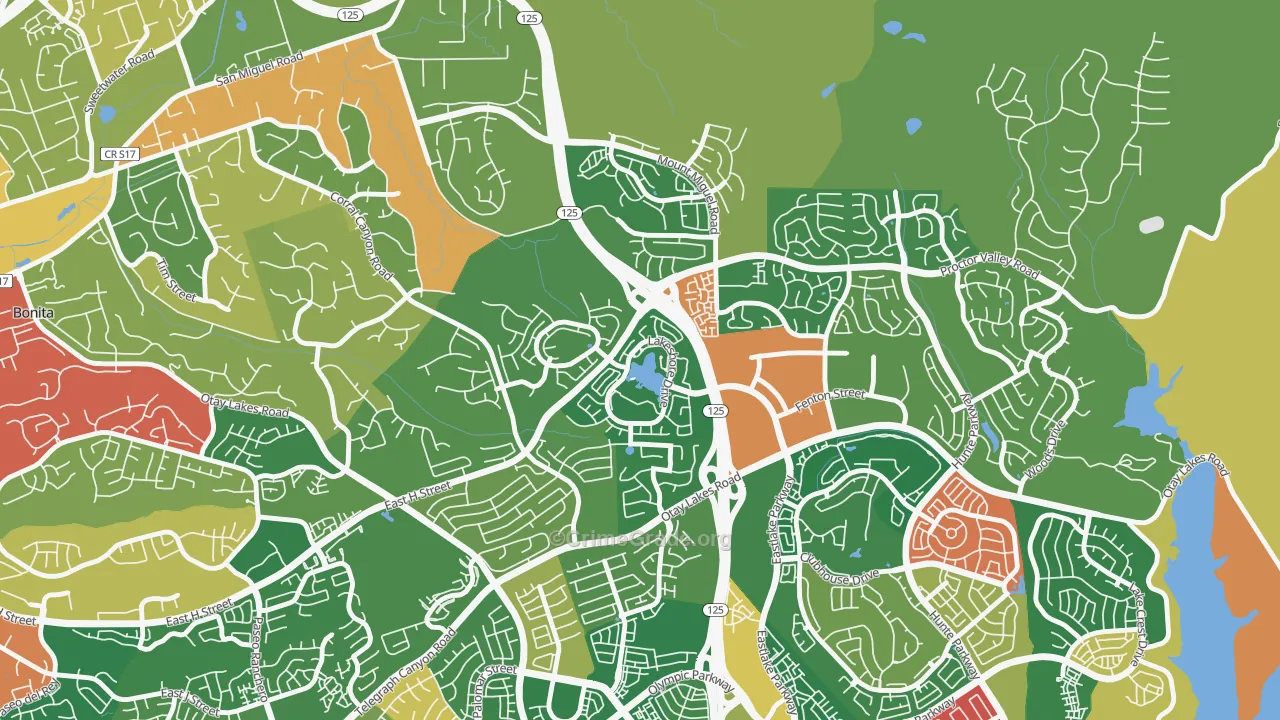 East Lake, Chula Vista, CA Map of Burglary Rates