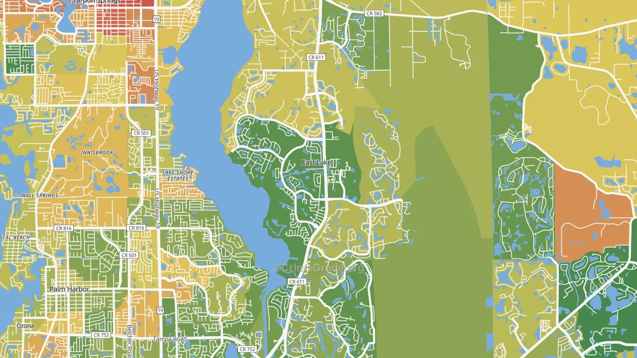 East Lake, FL Map of Burglary Rates