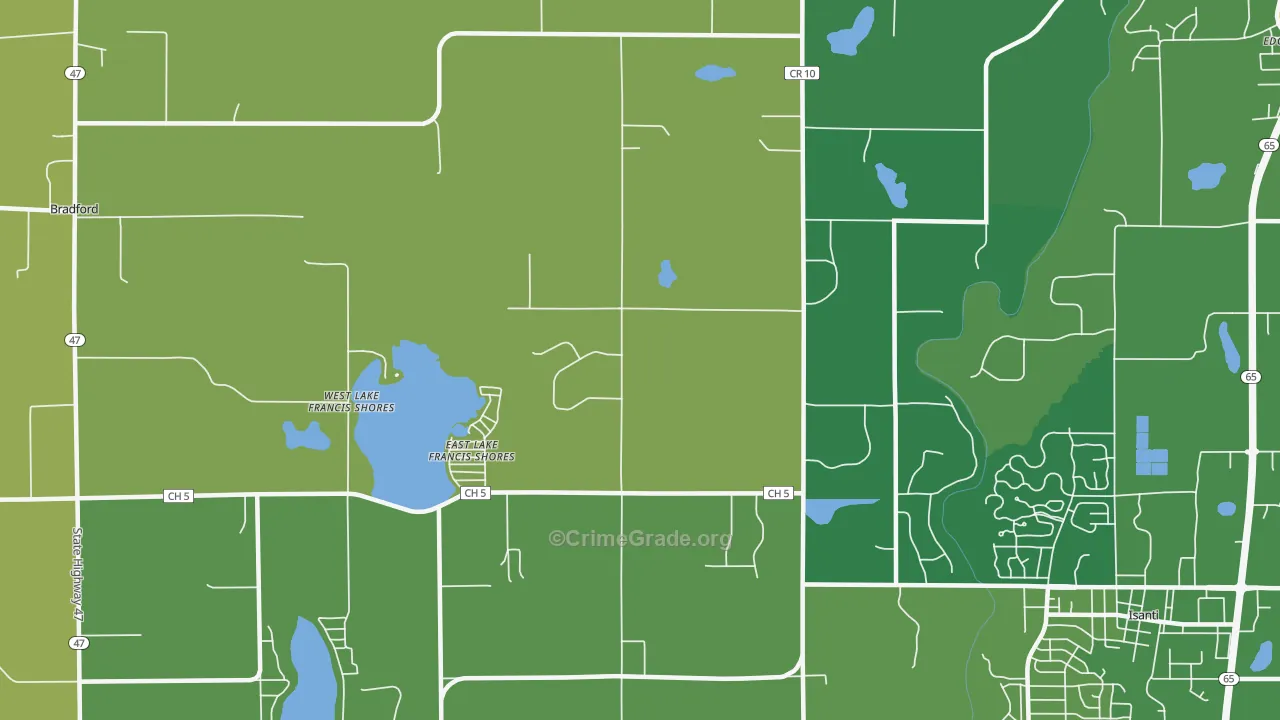East Lake Francis Shores, MN Map of Burglary Rates