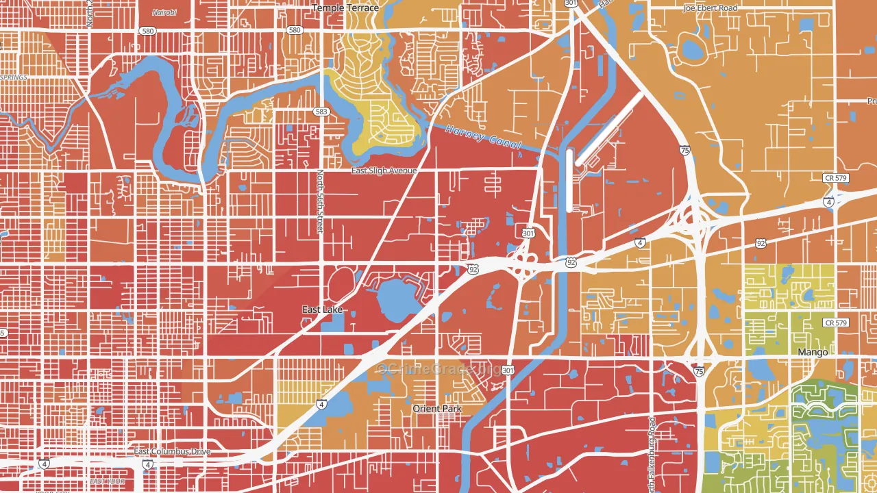East Lake-Orient Park, FL Map of Burglary Rates