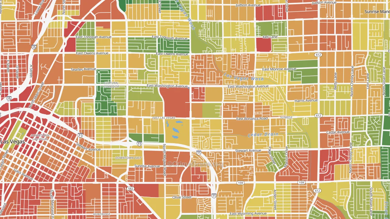 East Las Vegas, Las Vegas, NV Map of Burglary Rates