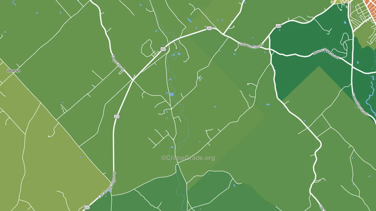 East Lebanon, ME Map of Burglary Rates