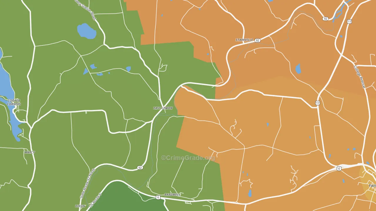 East Lemon, PA Map of Burglary Rates