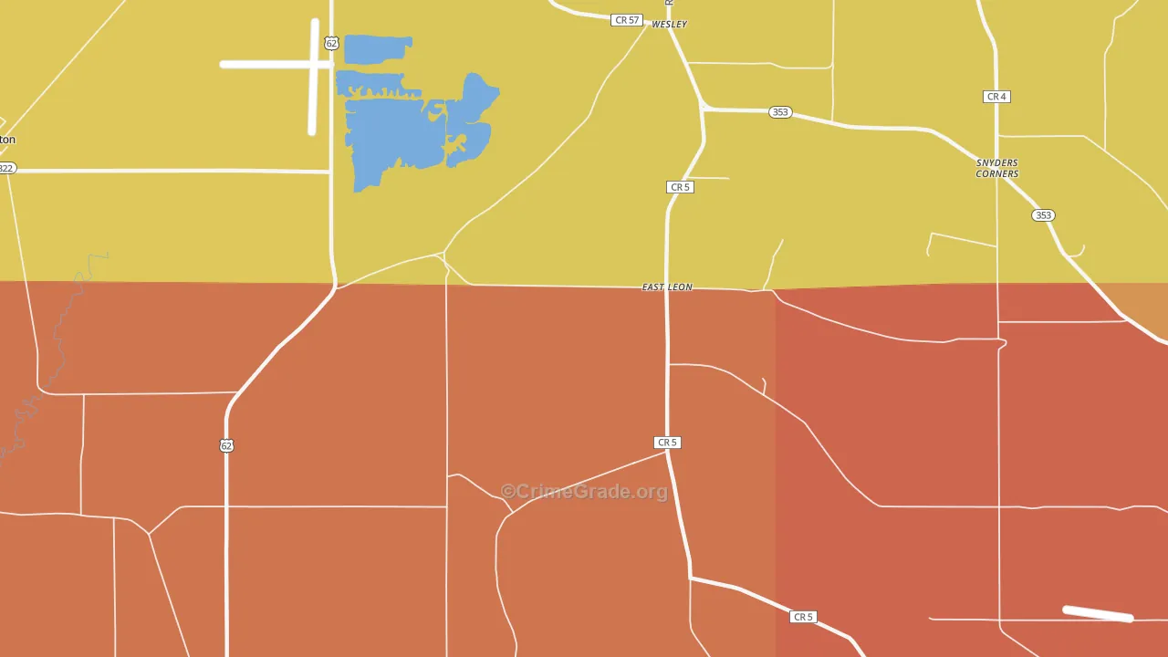 East Leon, NY Map of Burglary Rates