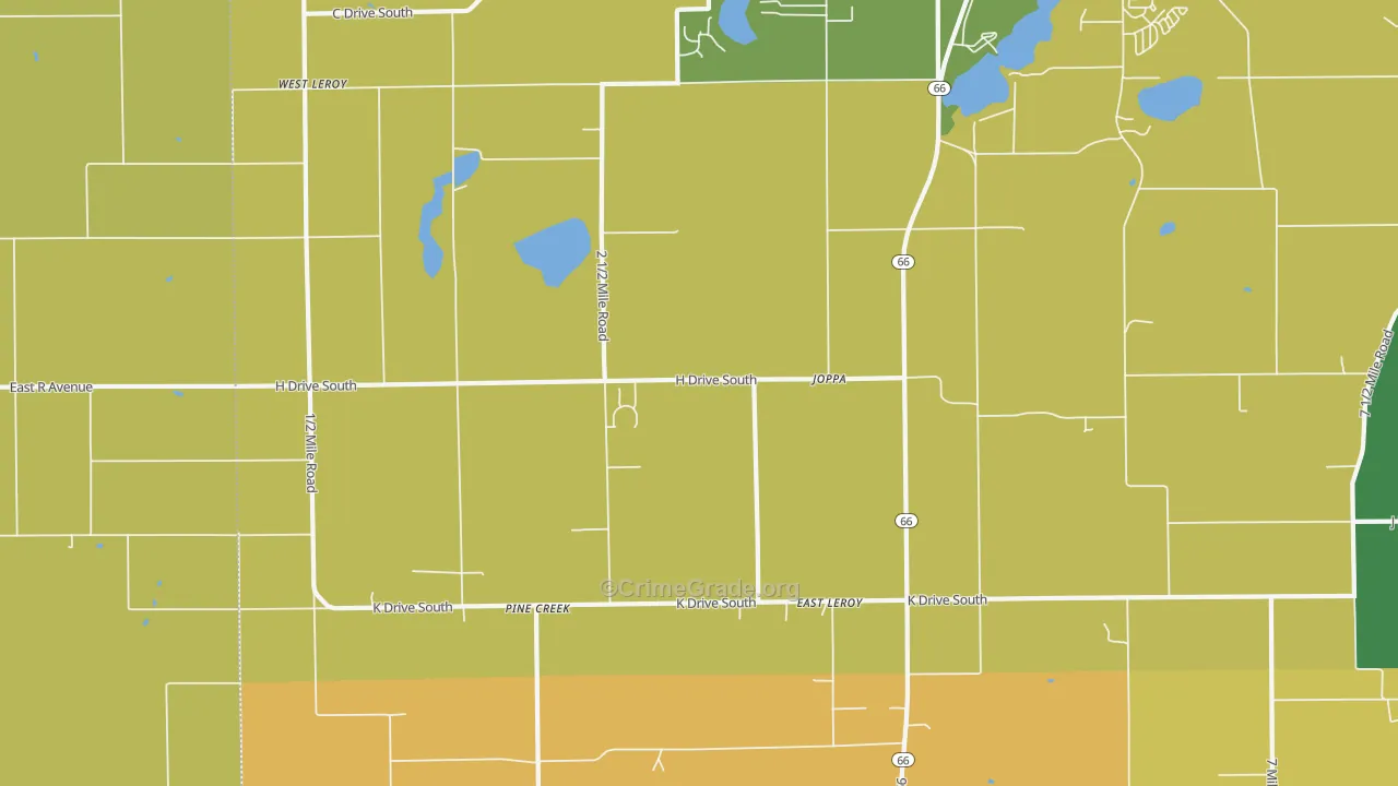 East Leroy, MI Map of Burglary Rates