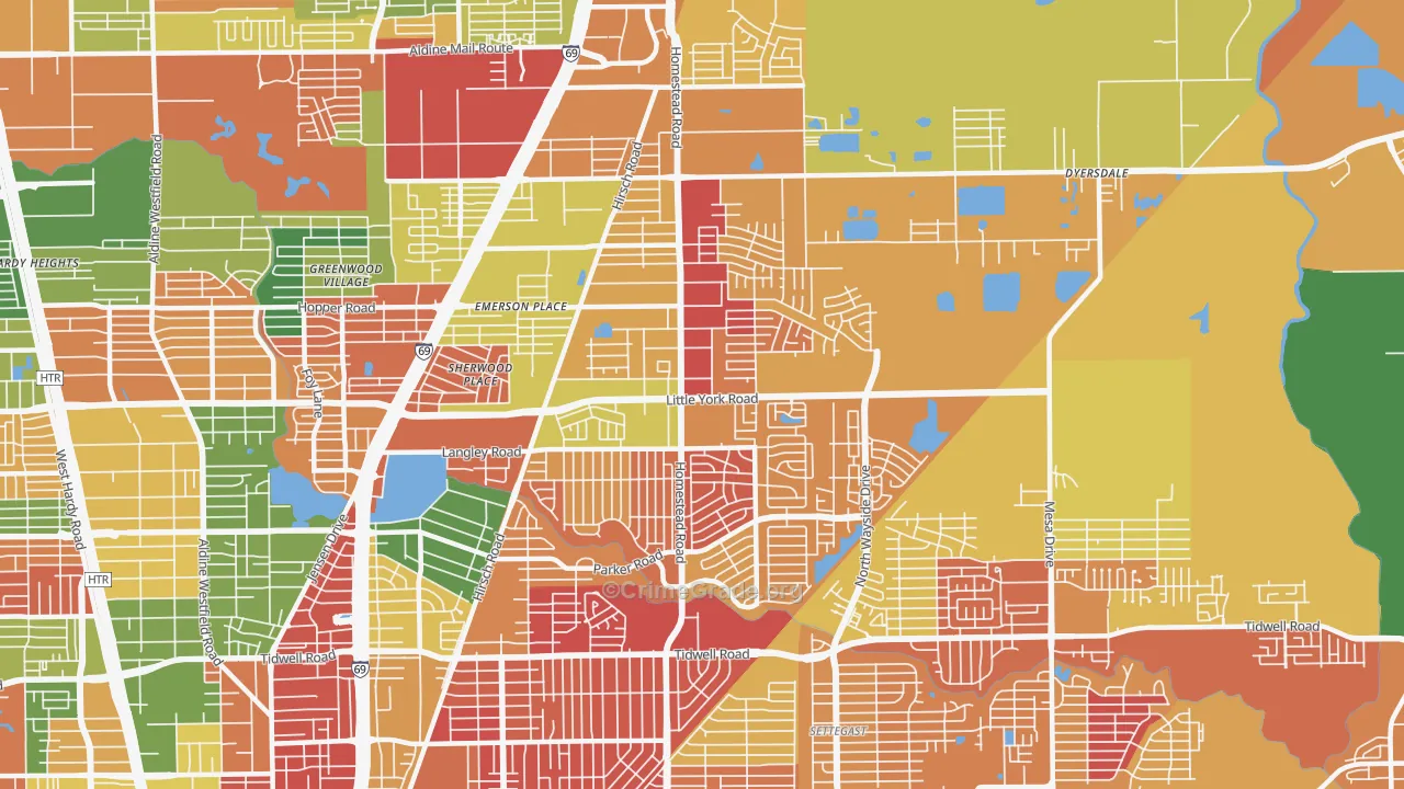 East Little York-Homestead, Houston, TX Map of Burglary Rates