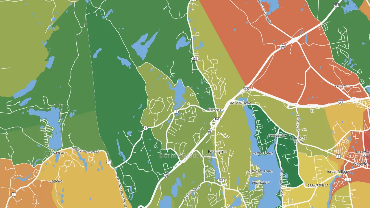 East Lyme, CT Map of Burglary Rates