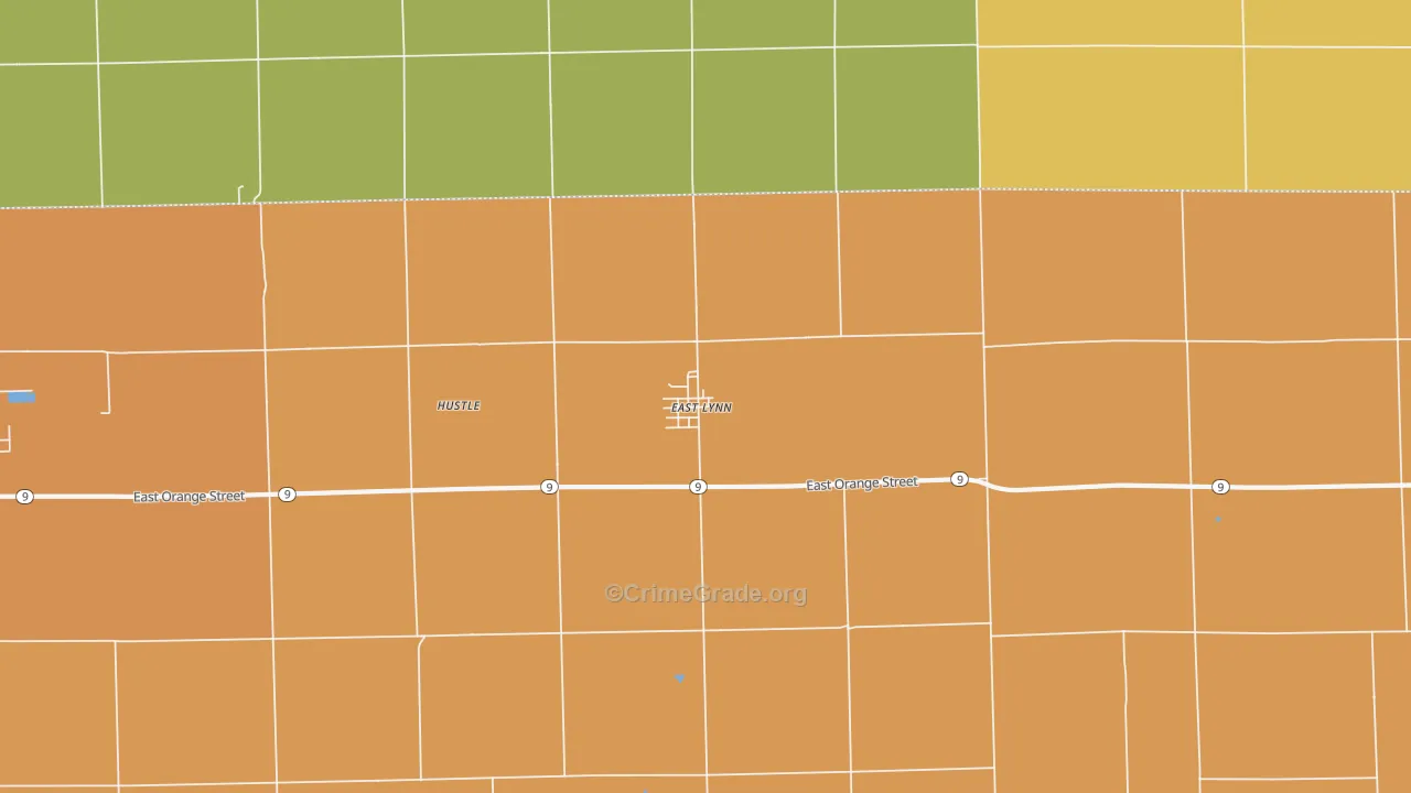 East Lynn, IL Map of Burglary Rates