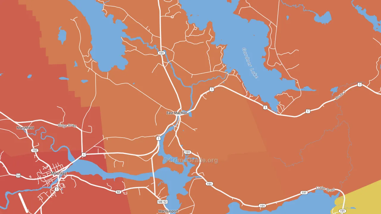 East Machias, ME Map of Burglary Rates
