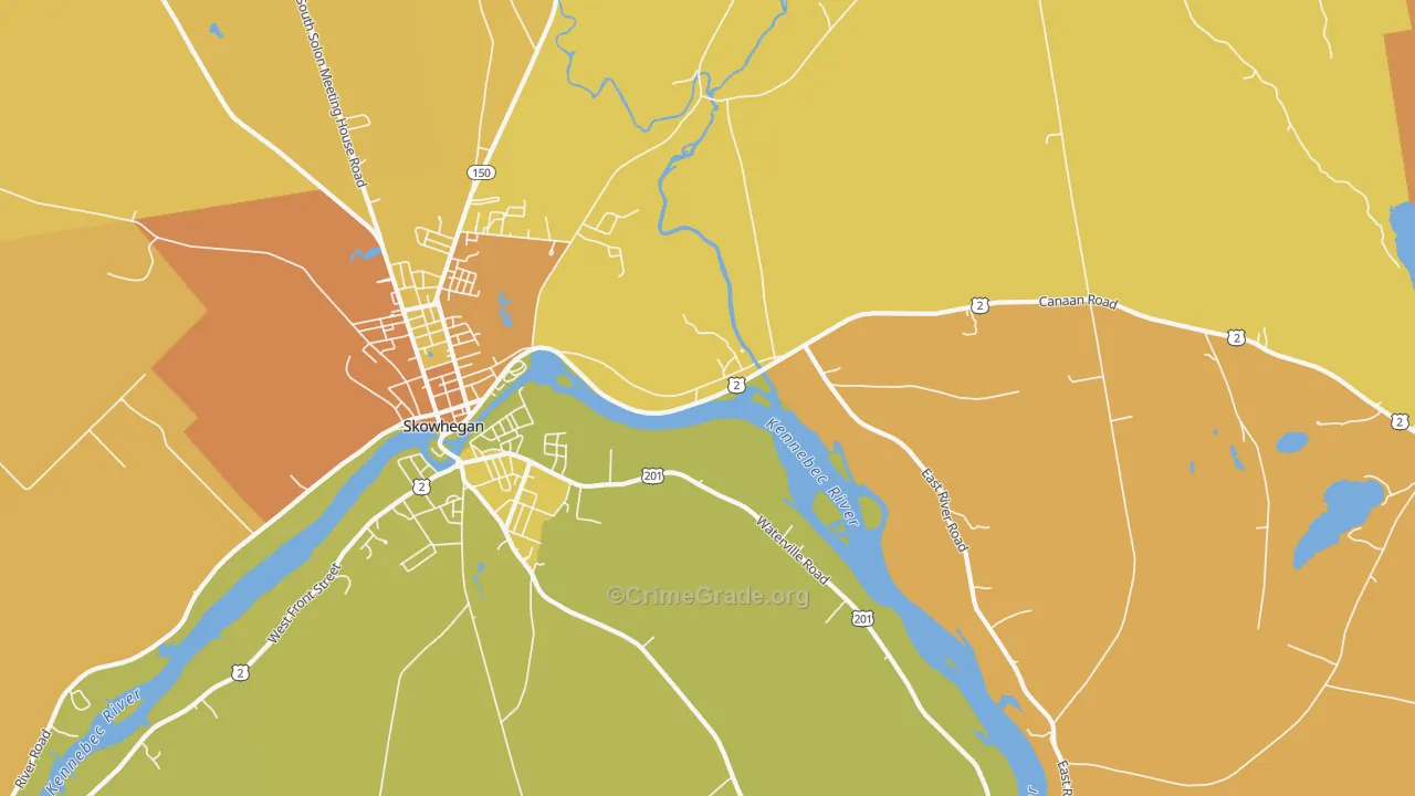 East Madison, ME Map of Burglary Rates
