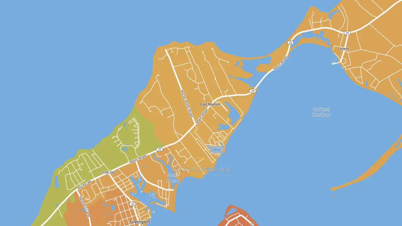 East Marion, NY Map of Burglary Rates