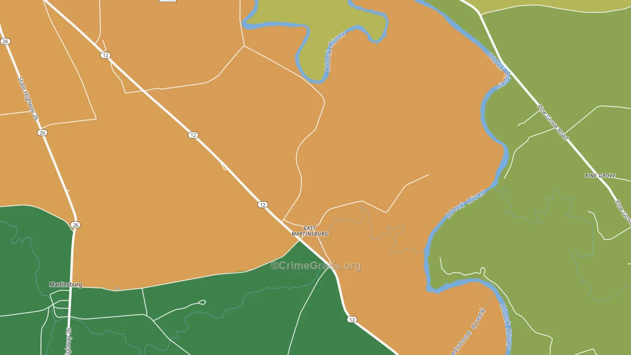 East Martinsburg, NY Map of Burglary Rates