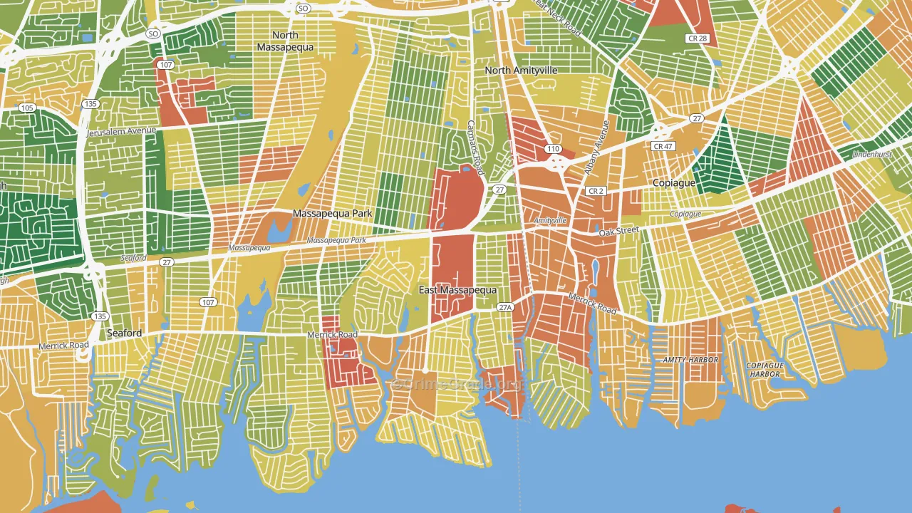 East Massapequa, NY Map of Burglary Rates