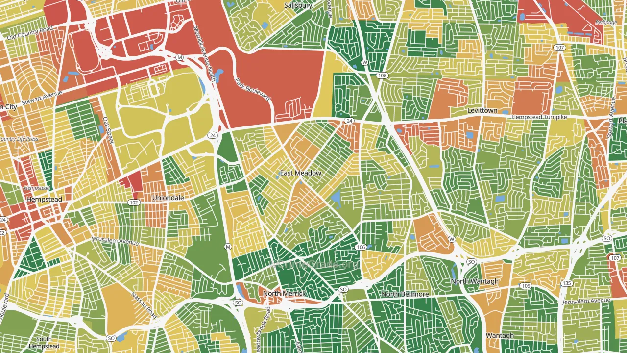 East Meadow, NY Map of Burglary Rates