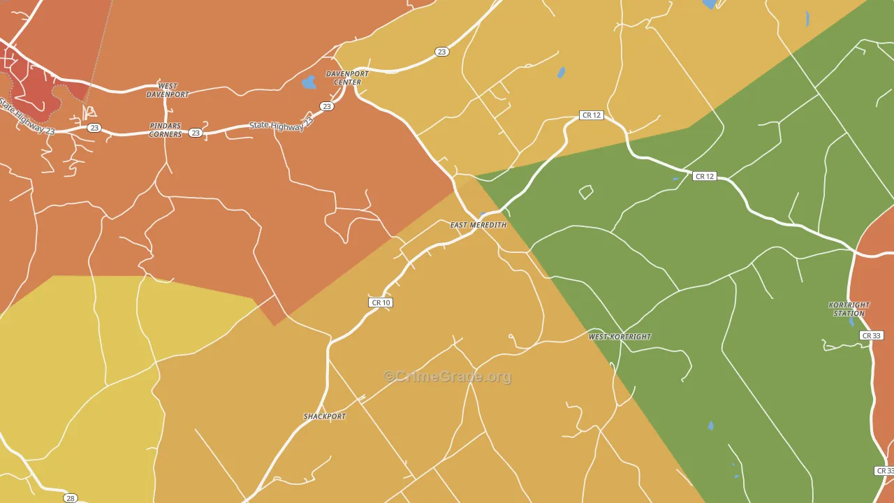 East Meredith, NY Map of Burglary Rates