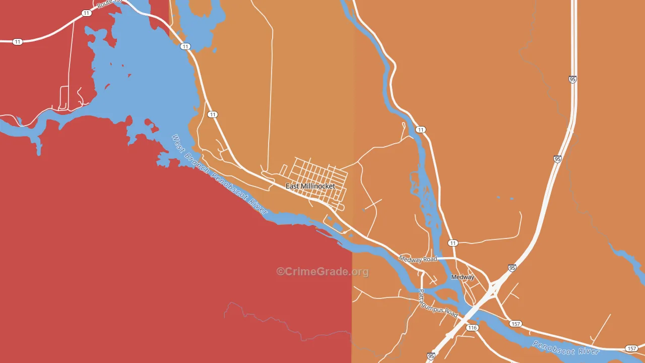 East Millinocket, ME Map of Burglary Rates