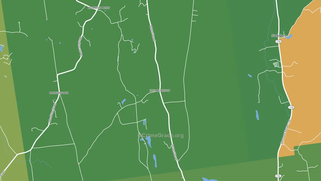 East Monkton, VT Map of Burglary Rates