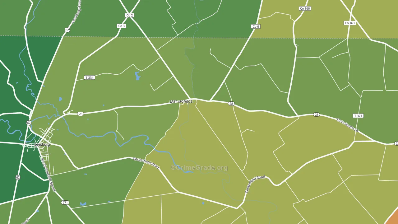 East Monroe, OH Map of Burglary Rates