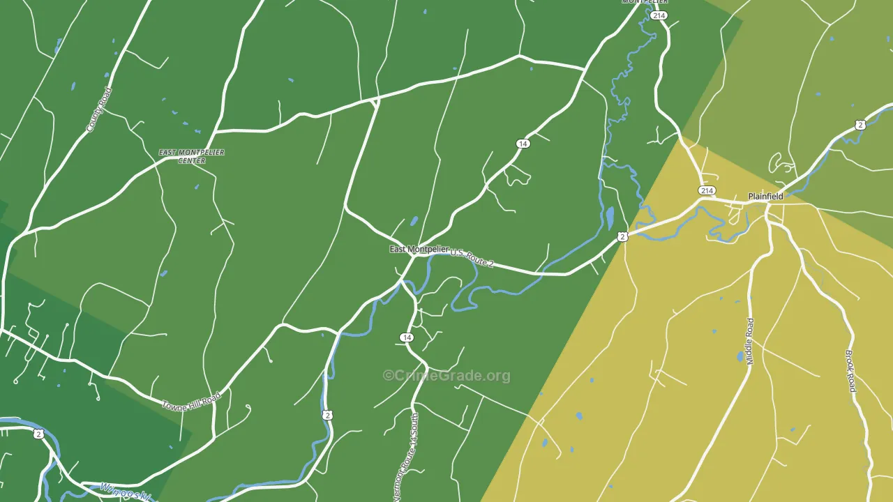 East Montpelier, VT Map of Burglary Rates