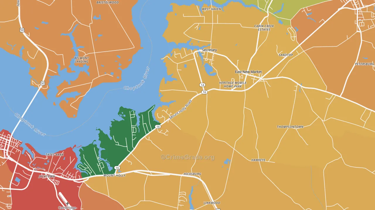 East New Market, MD Map of Burglary Rates