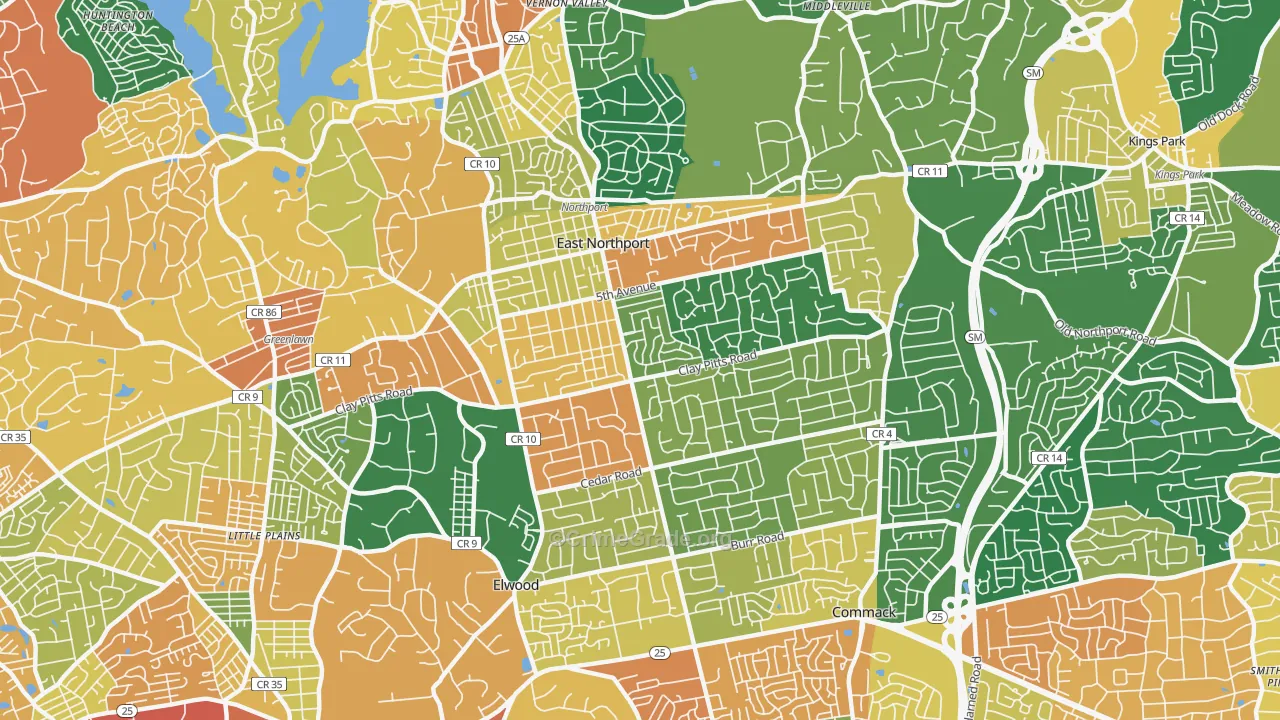 East Northport, NY Map of Burglary Rates