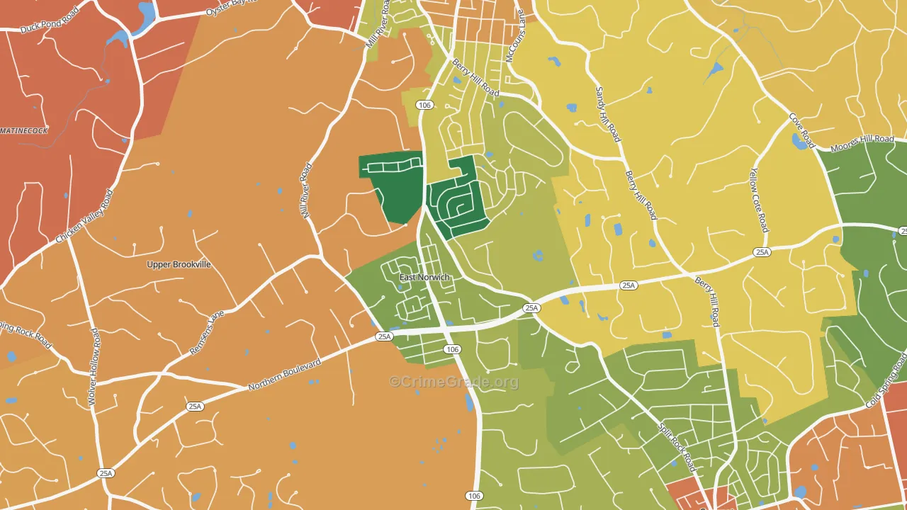 East Norwich, NY Map of Burglary Rates