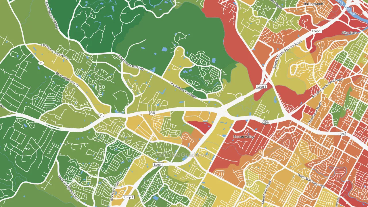 East Oak Hill, Austin, TX Map of Burglary Rates