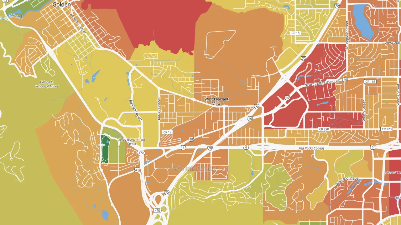 East Old Golden Road, West Pleasant View, CO Map of Burglary Rates
