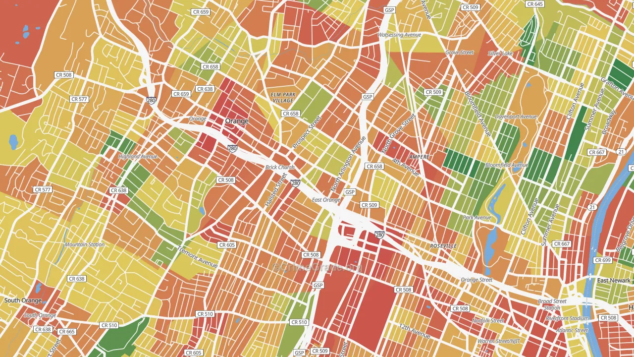 East Orange, NJ Map of Burglary Rates