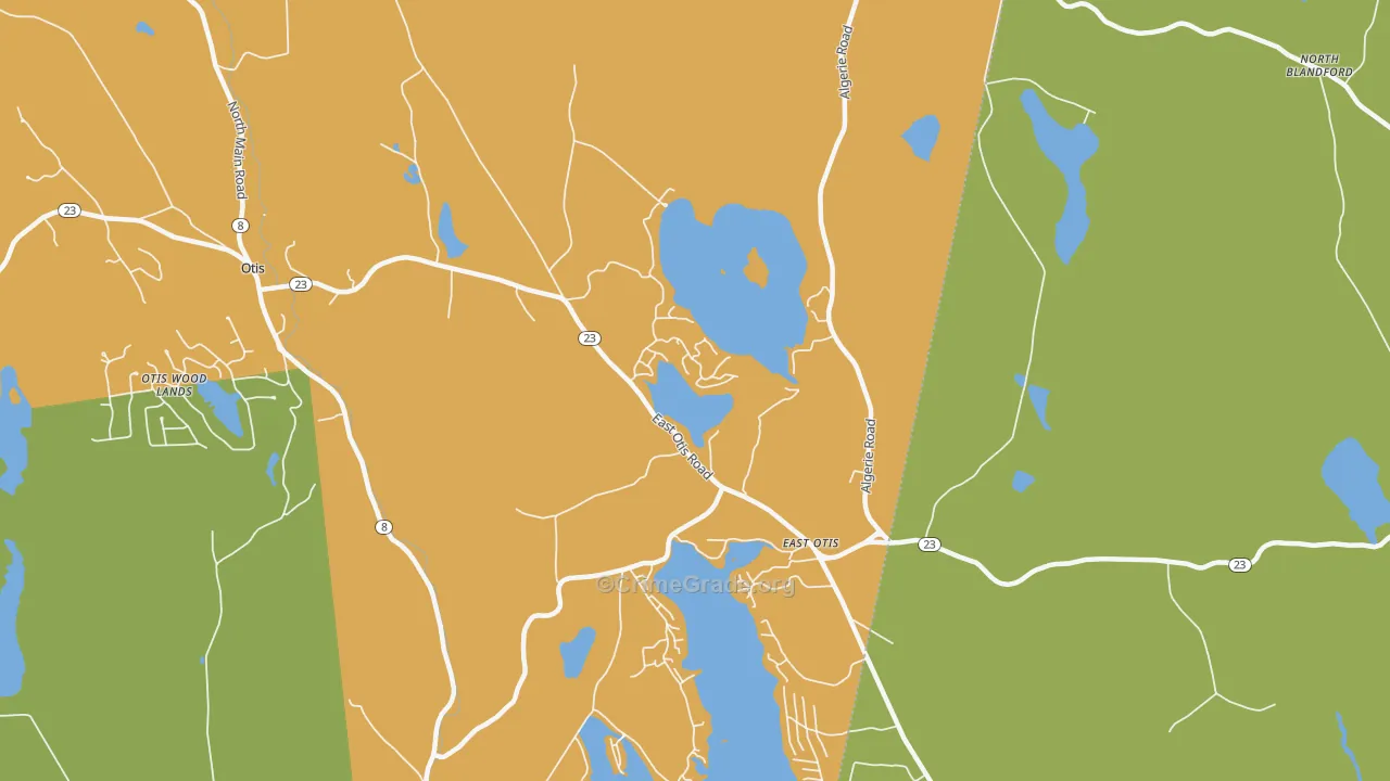 East Otis, MA Map of Burglary Rates
