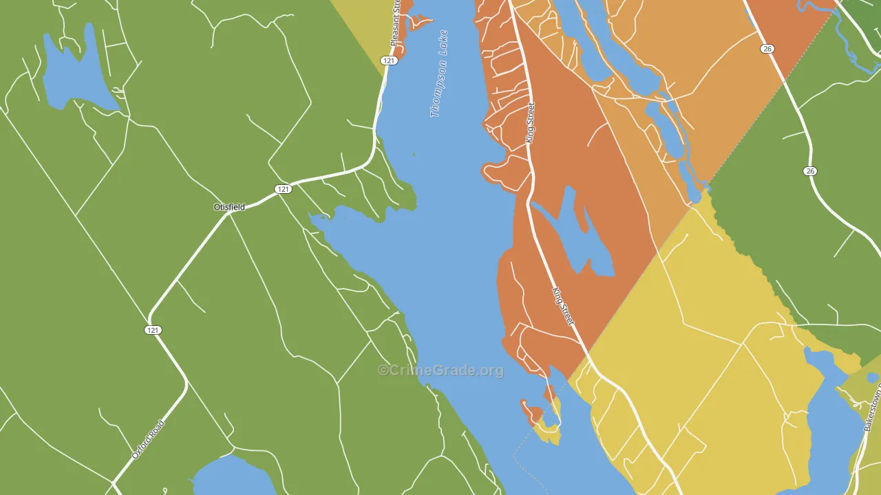 East Otisfield, ME Map of Burglary Rates