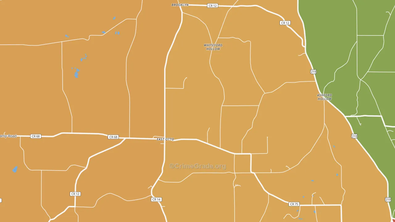 East Otto, NY Map of Burglary Rates