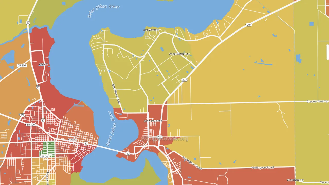East Palatka, FL Map of Burglary Rates