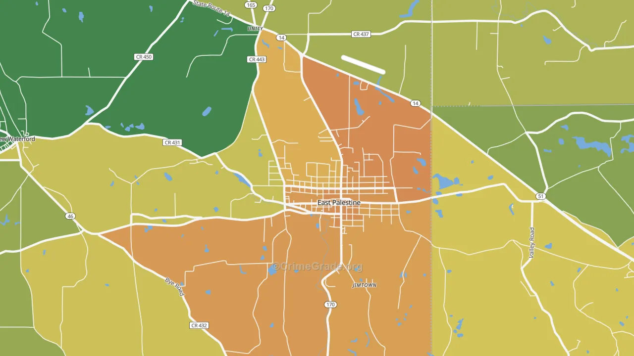East Palestine, OH Map of Burglary Rates