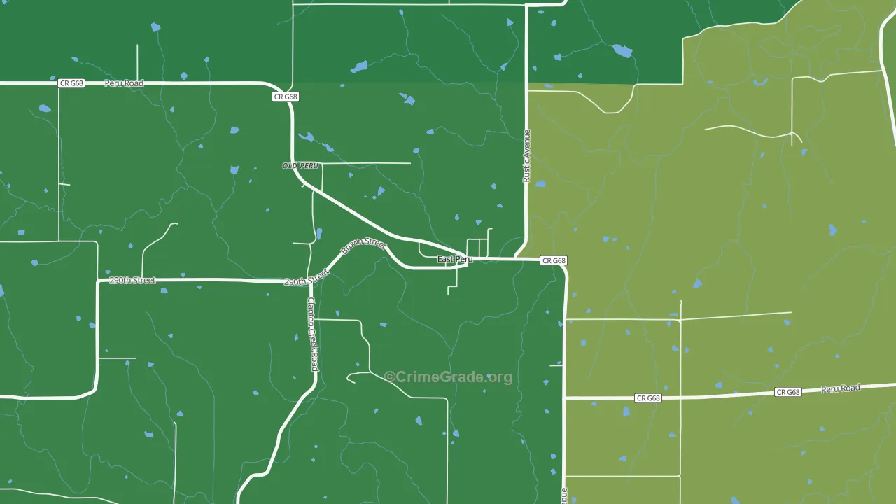 East Peru, IA Map of Burglary Rates