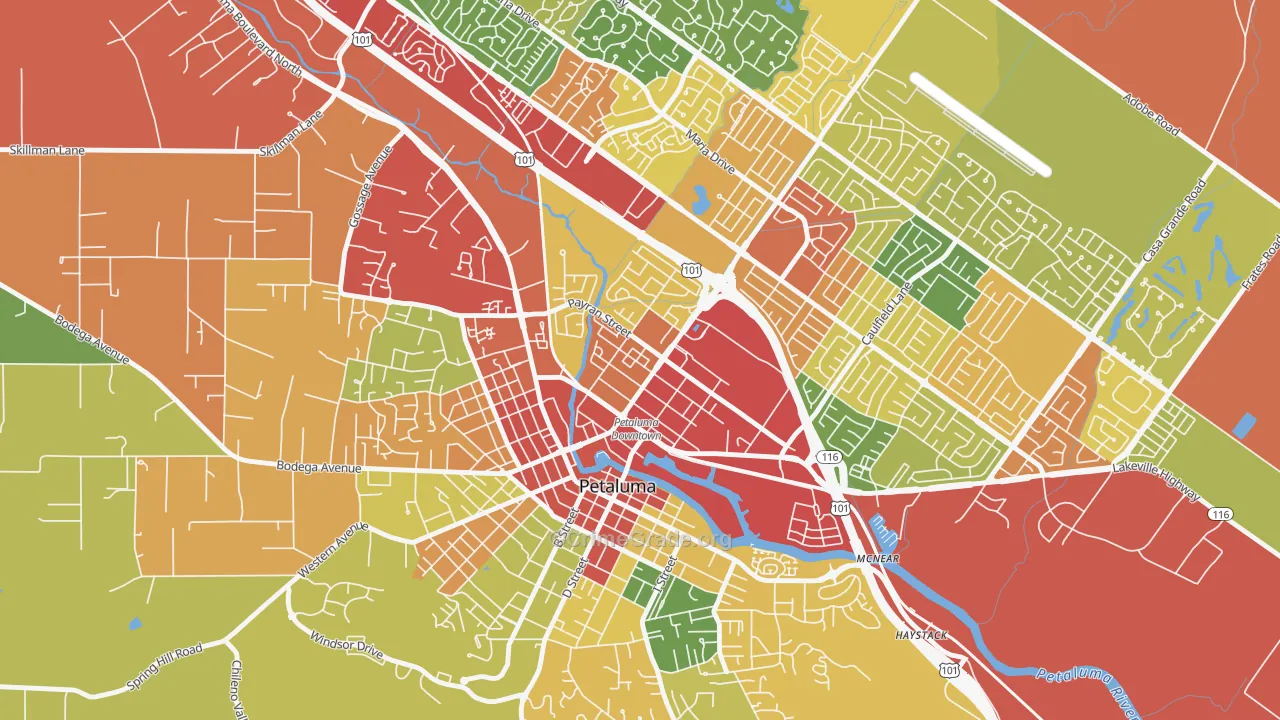 East Petaluma, Petaluma, CA Map of Burglary Rates