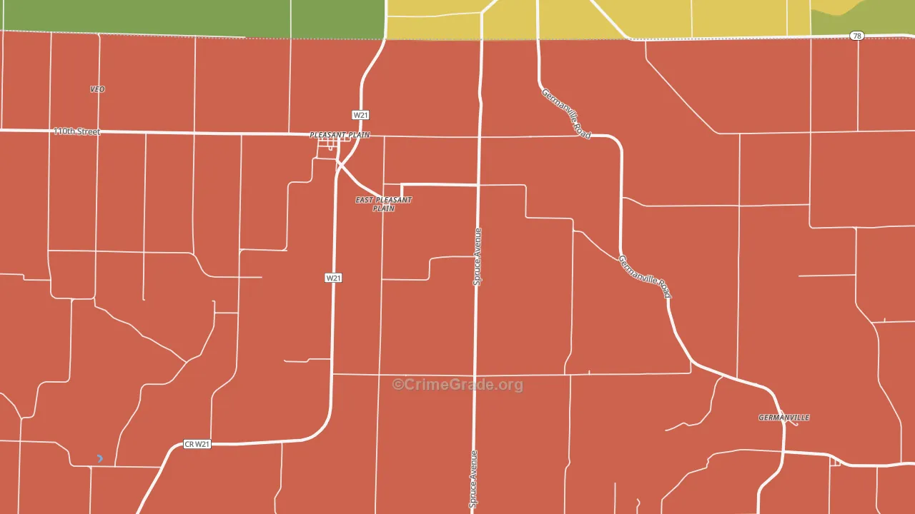 East Pleasant Plain, IA Map of Burglary Rates