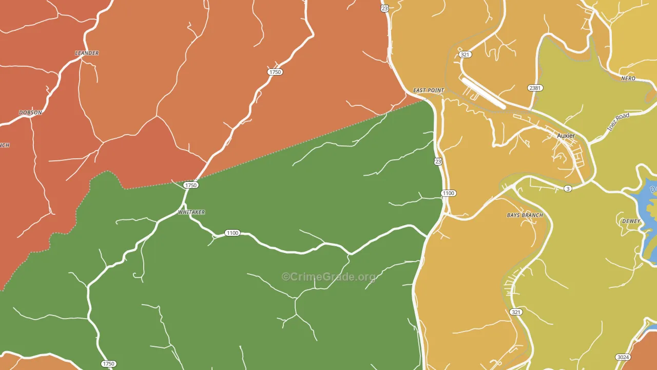 East Point, KY Map of Burglary Rates