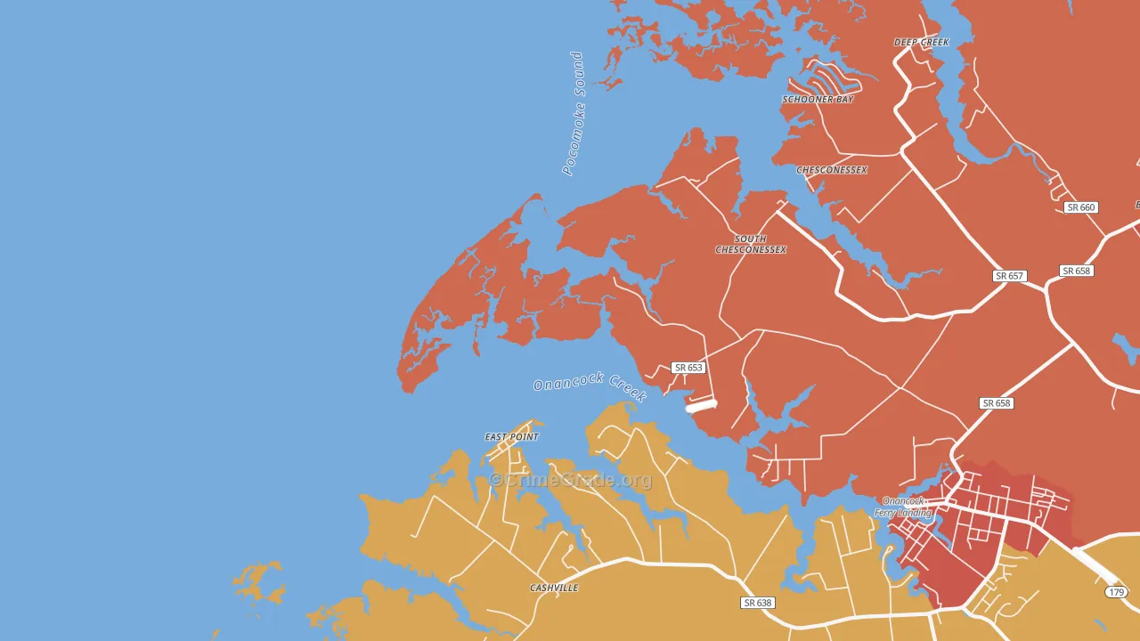East Point, VA Map of Burglary Rates