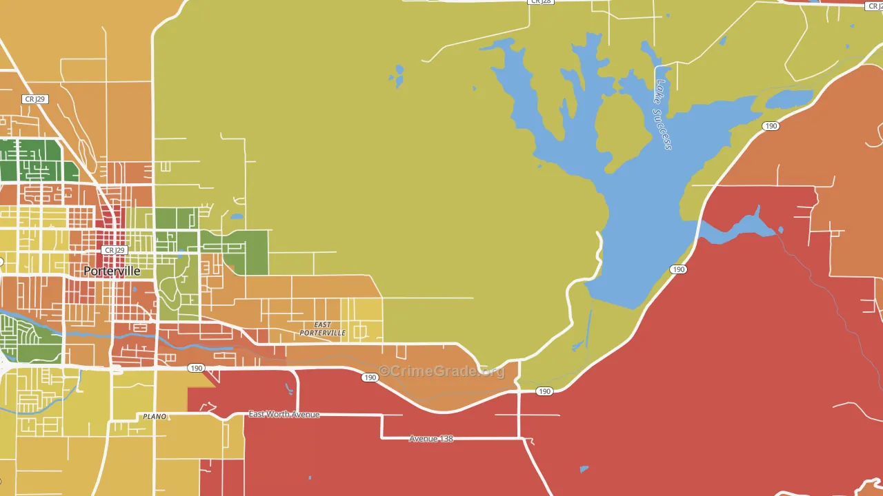 East Porterville, CA Map of Burglary Rates