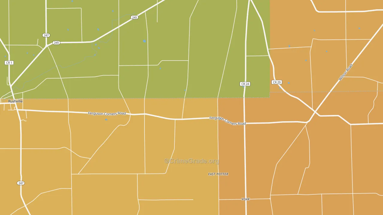 East Potter, NY Map of Burglary Rates