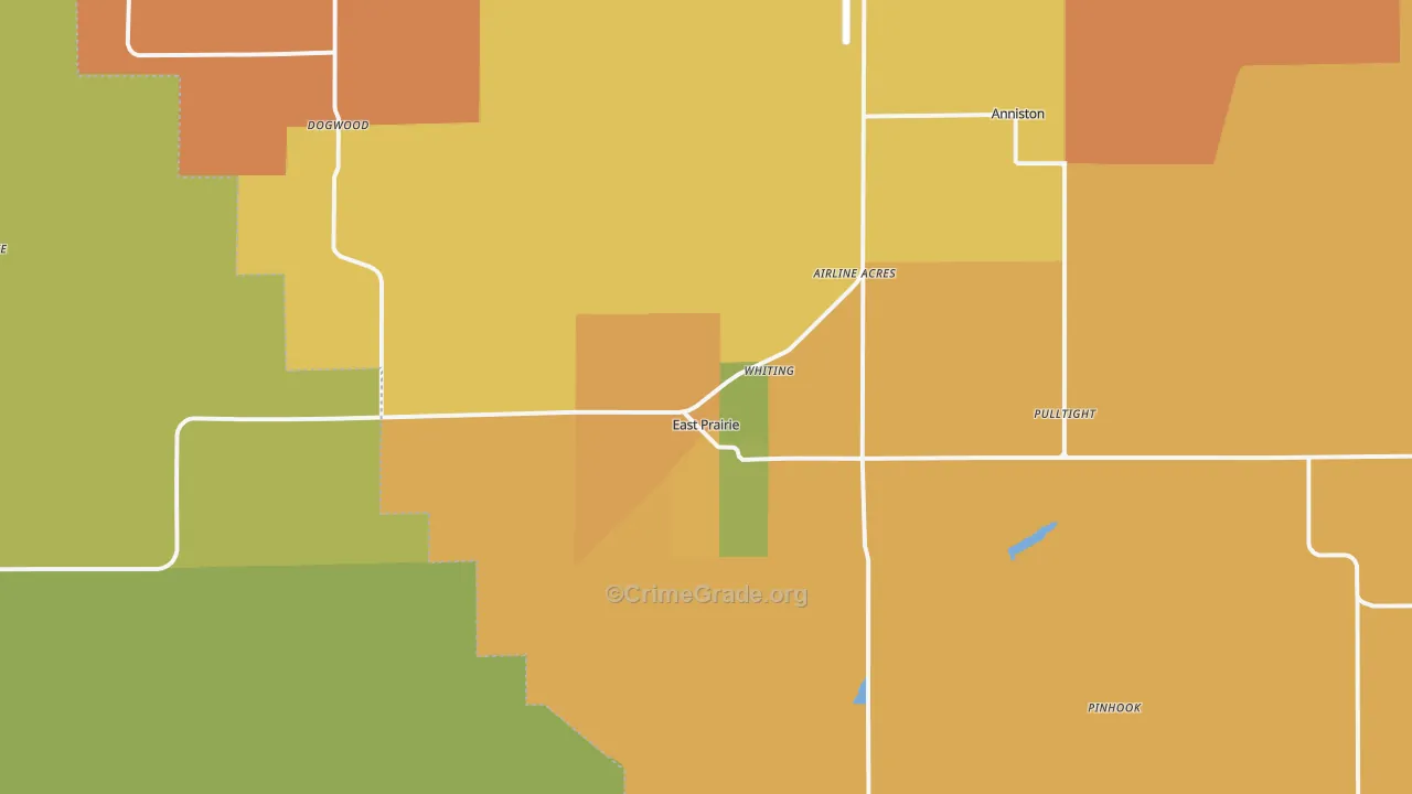 East Prairie, MO Map of Burglary Rates