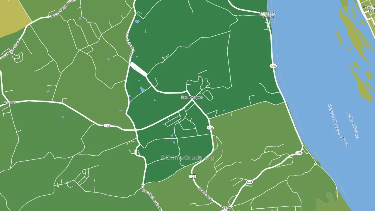 East Prospect, PA Map of Burglary Rates