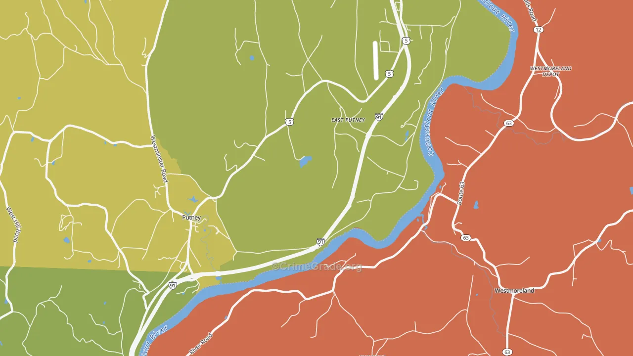East Putney, VT Map of Burglary Rates