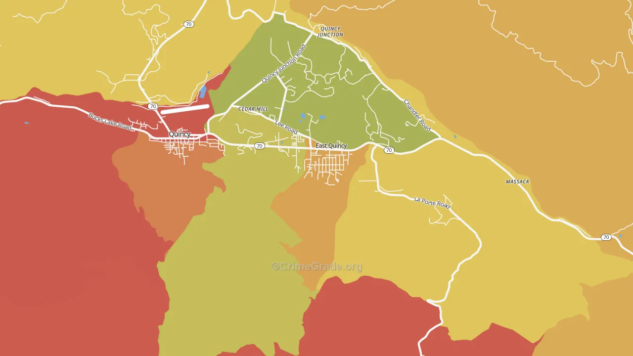 East Quincy, CA Map of Burglary Rates