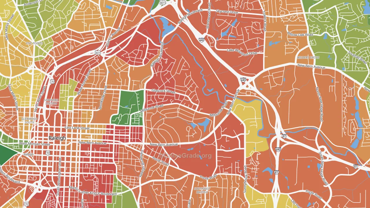East Raleigh, Raleigh, NC Map of Burglary Rates