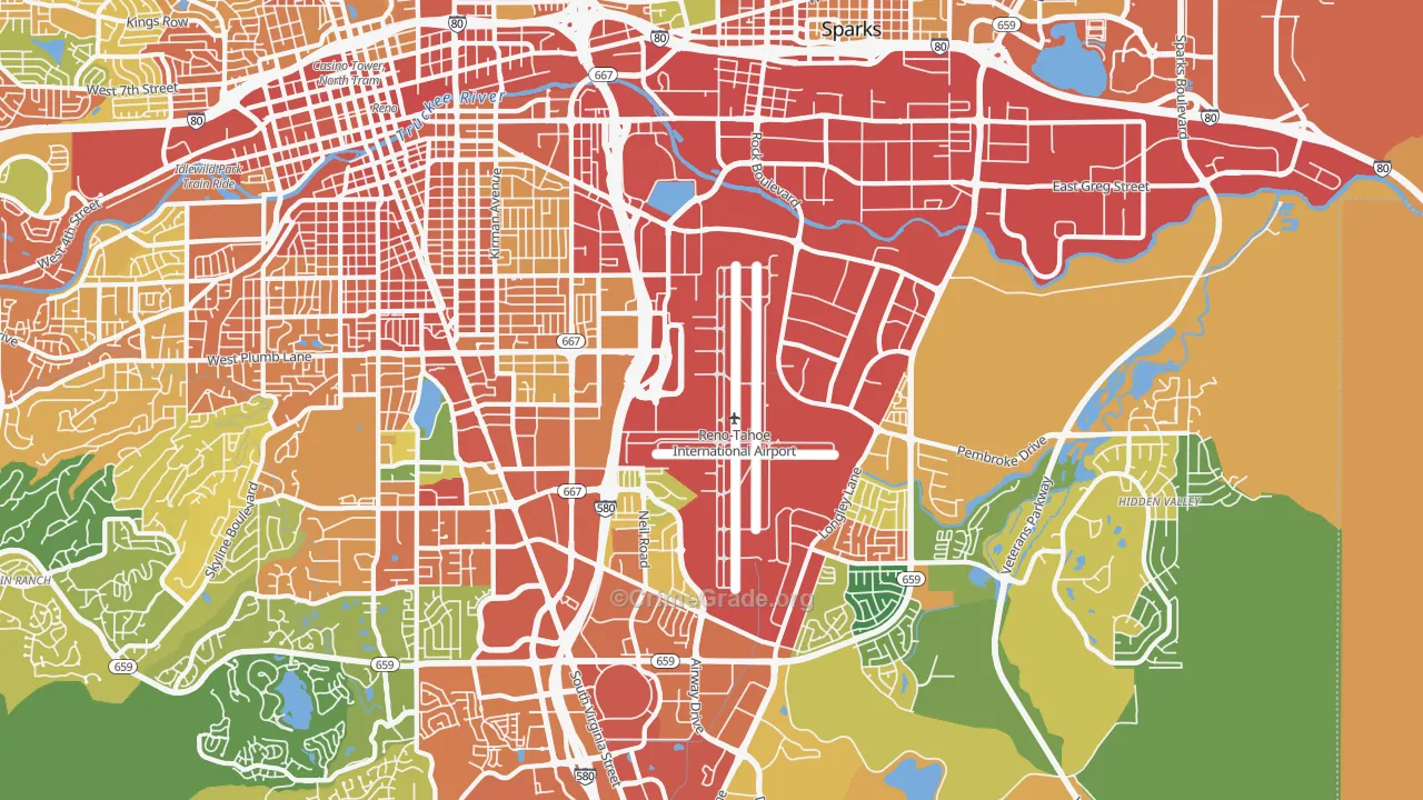 East Reno, Reno, NV Map of Burglary Rates